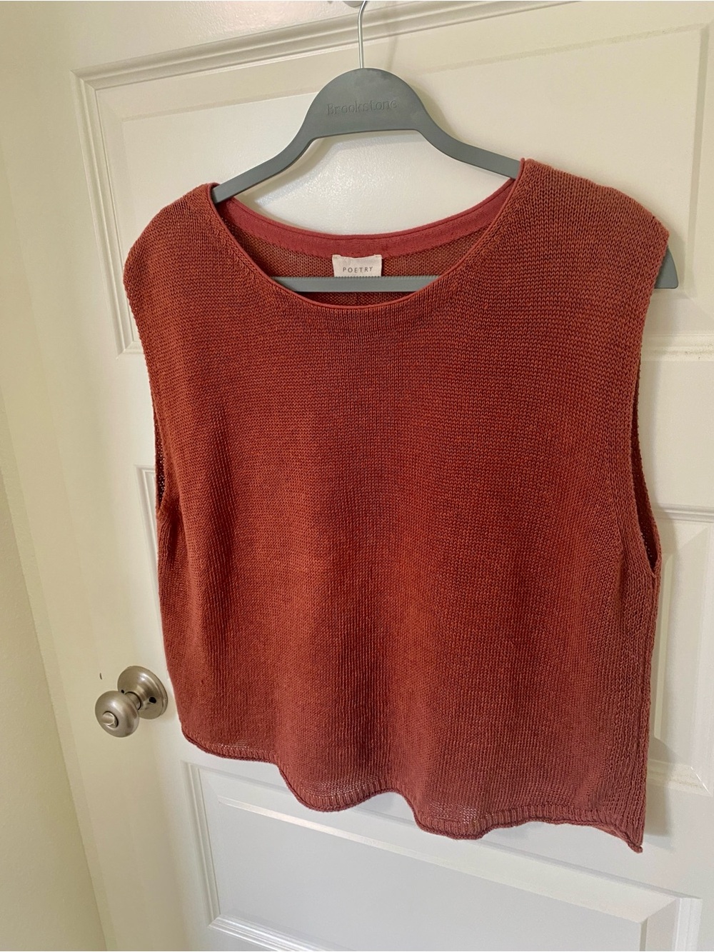 Poetry Sleeveless Delave Linen Knit top Vest Brown Chili size 10 EUC - Picture 3 of 16